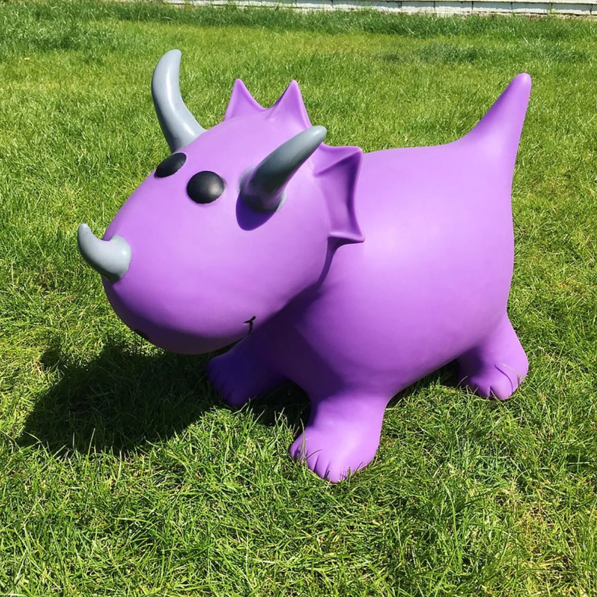 Happy Hopperz Purple Triceratops Inflatable Bouncy Animal Ride-On Toy - Image 5