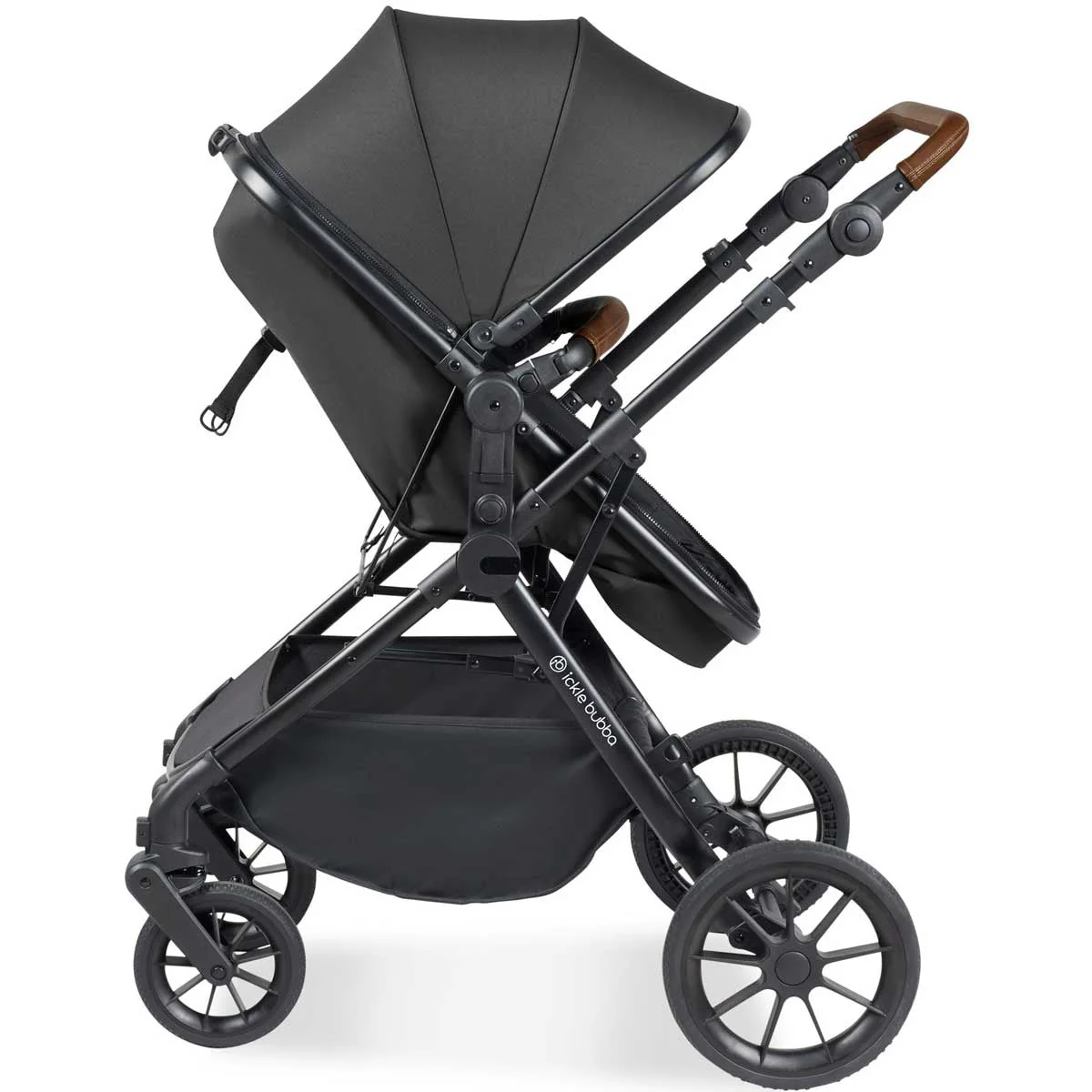 Ickle Bubba Cosmo All-in-One i-Size Travel System with ISOFIX Base, Black / Graphite Grey / Tan - Image 12