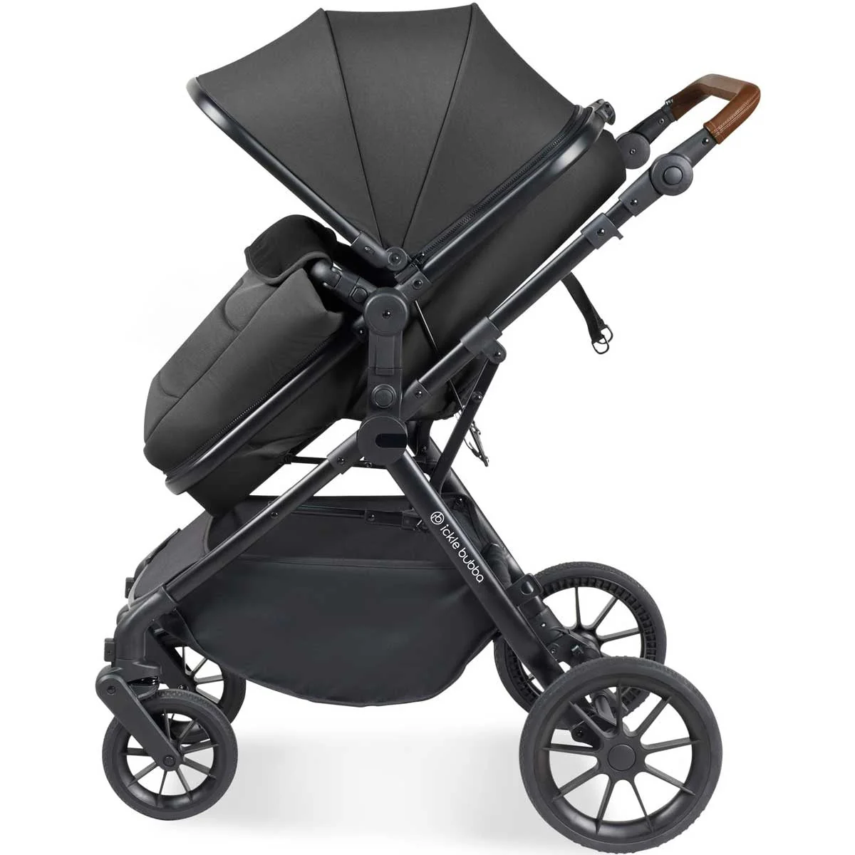 Ickle Bubba Cosmo All-in-One i-Size Travel System with ISOFIX Base, Black / Graphite Grey / Tan - Image 13