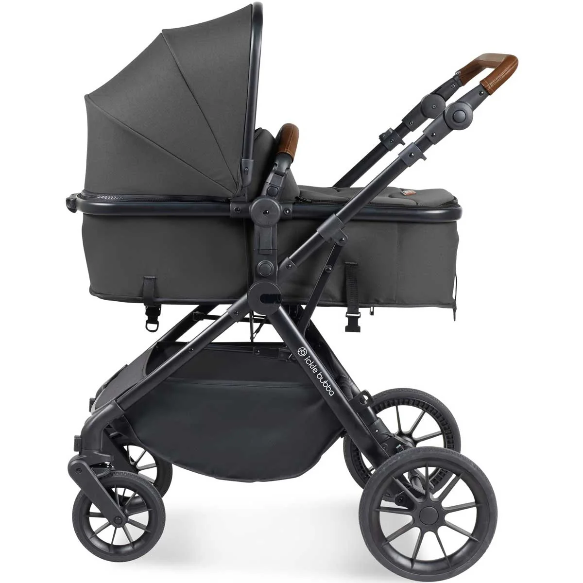 Ickle Bubba Cosmo All-in-One i-Size Travel System with ISOFIX Base, Black / Graphite Grey / Tan - Image 8