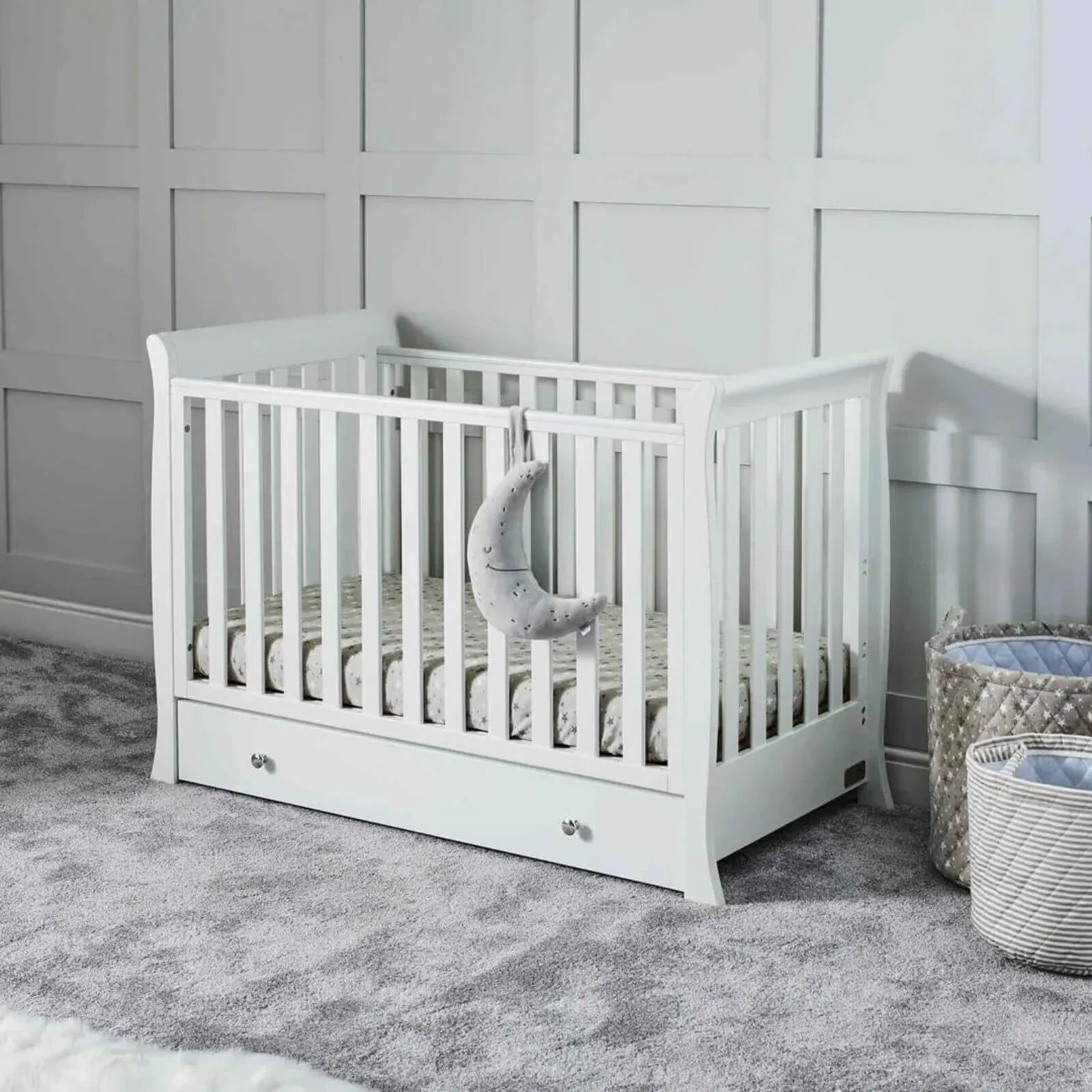 Ickle Bubba Snowdon Mini Cot Bed White - Fibre Mattress - Image 13