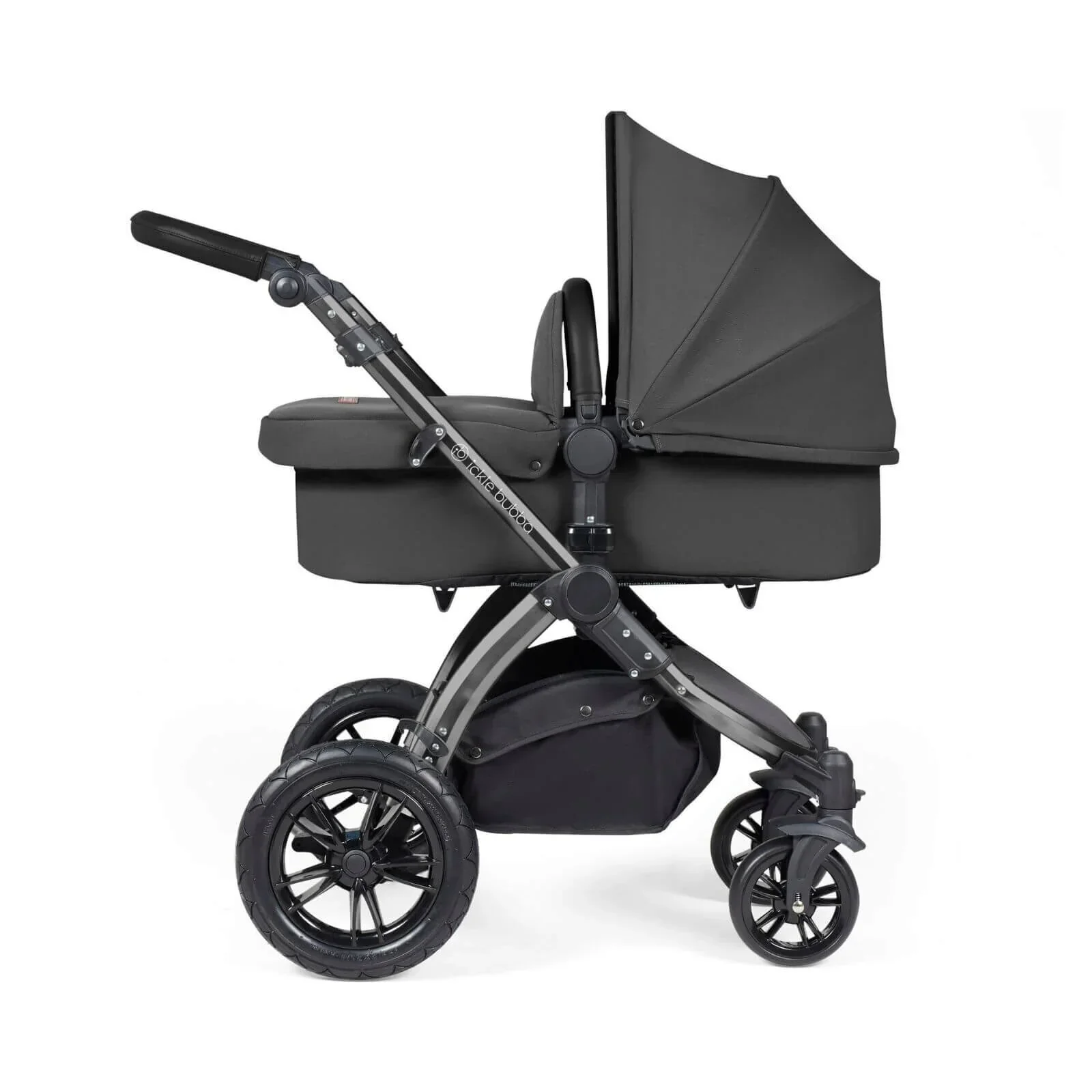 Ickle Bubba Stomp Luxe 2-in-1 Pushchair & Carrycot - Black/Charcoal Grey/Black - Image 3
