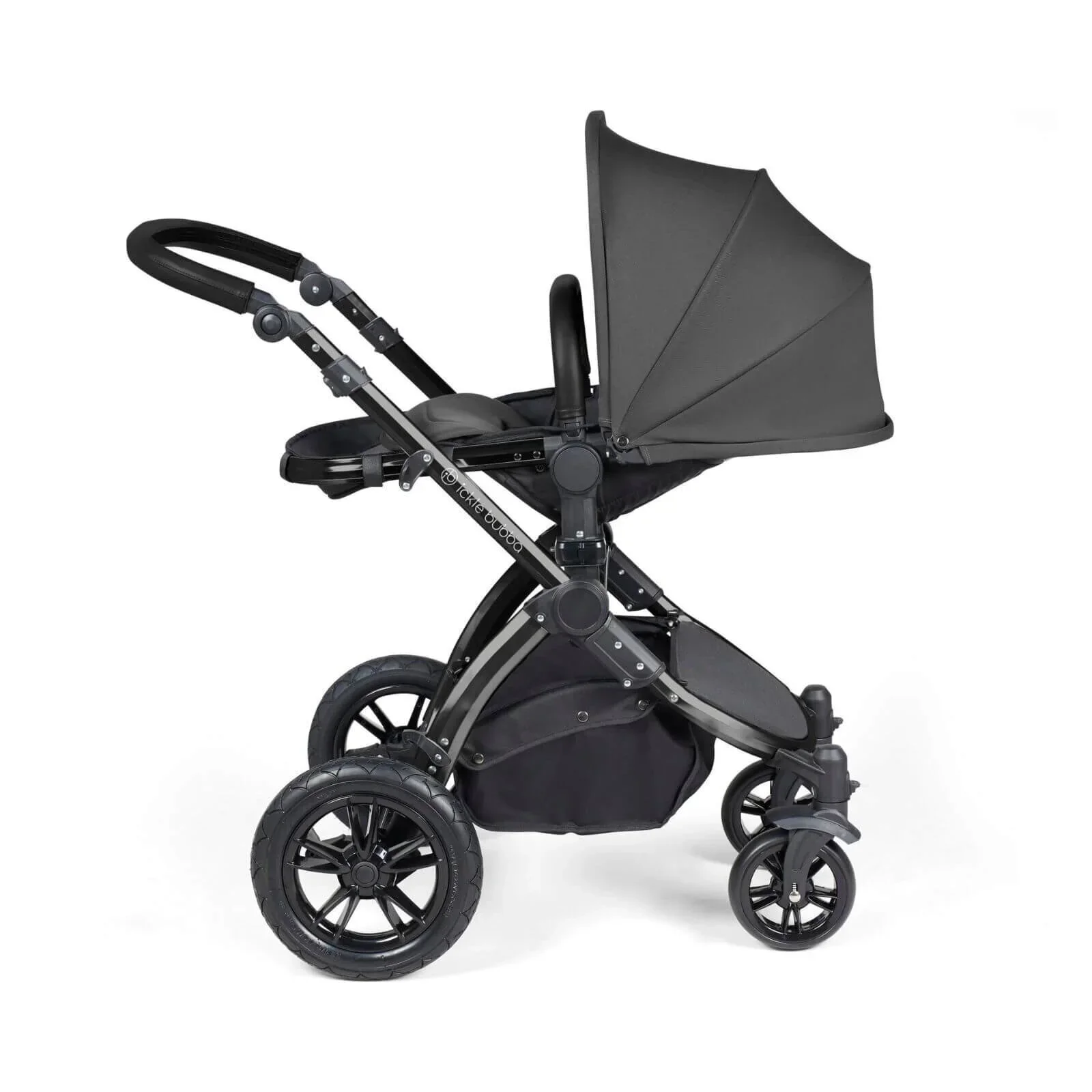 Ickle Bubba Stomp Luxe 2-in-1 Pushchair & Carrycot - Black/Charcoal Grey/Black - Image 8