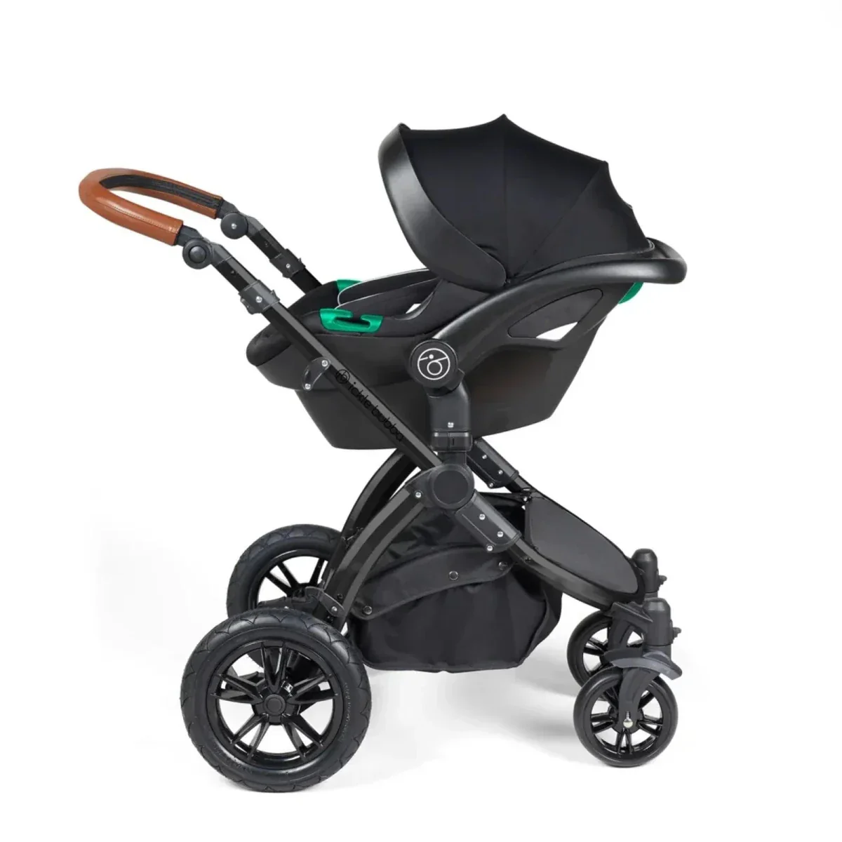 Ickle Bubba Stomp Luxe Travel System with i-Size Stratus Car Seat & ISOFIX Base 12 pcs - Black & Woodland & Tan - Image 8
