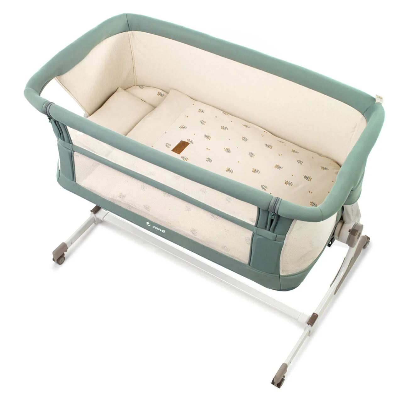 Jane Baby Side Crib + 4 Piece Bedding Set & Safety Mattress, Botanic - Image 18