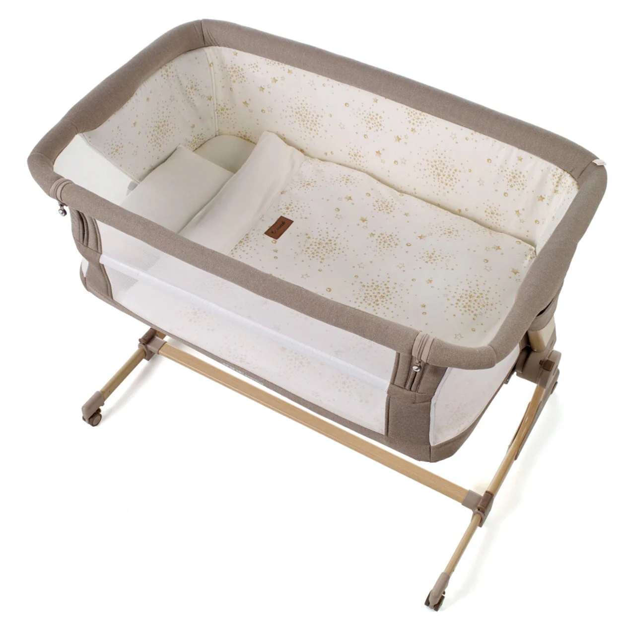 Jane Baby Side Crib + 4 Piece Bedding Set & Safety Mattress, Nature Edition - Image 2