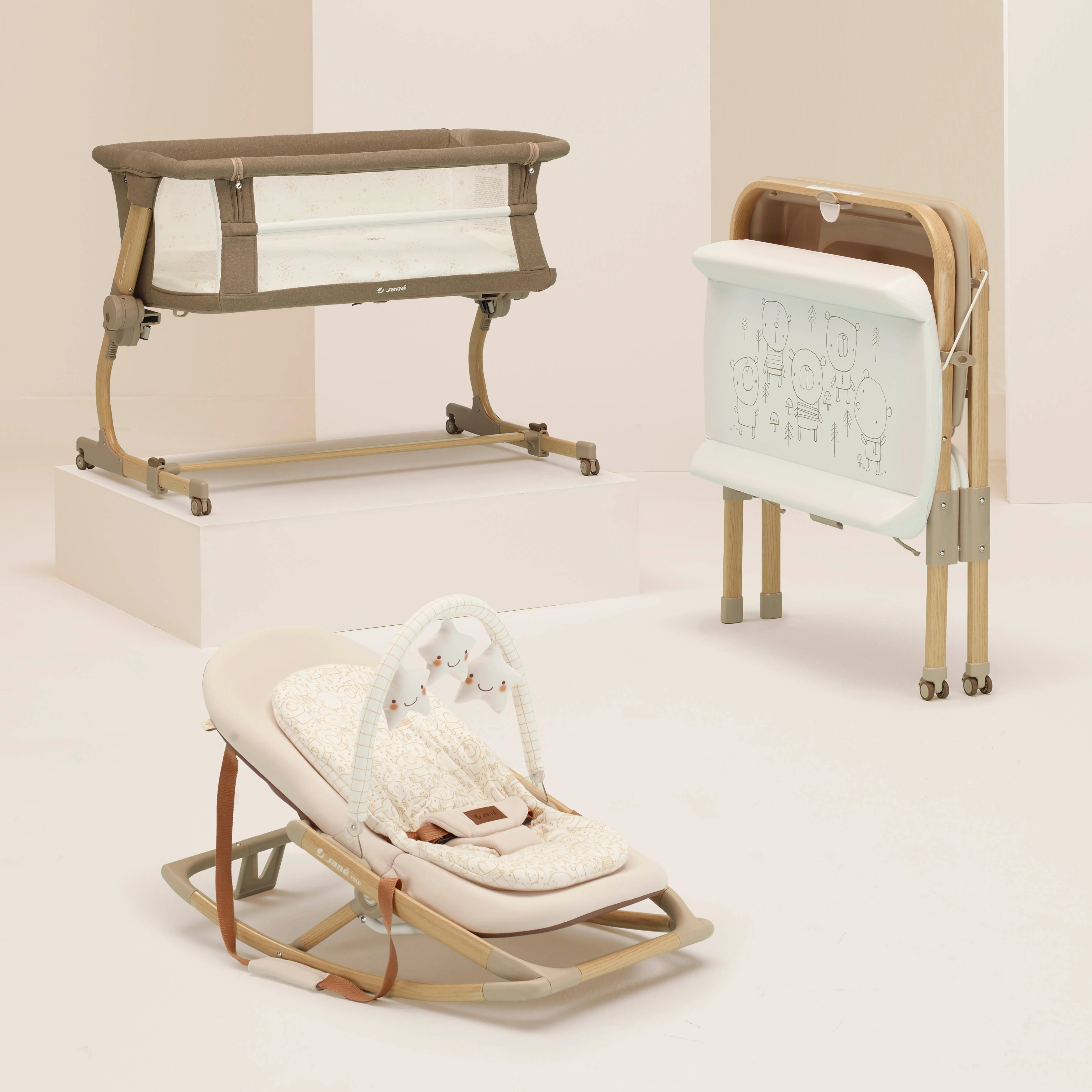 Jane Baby Side Crib + 4 Piece Bedding Set & Safety Mattress, Nature Edition - Image 4