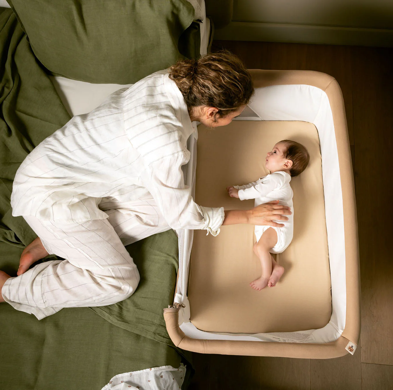 Jane Baby Side Crib + 4 Piece Bedding Set & Safety Mattress, Nature Edition - Image 5