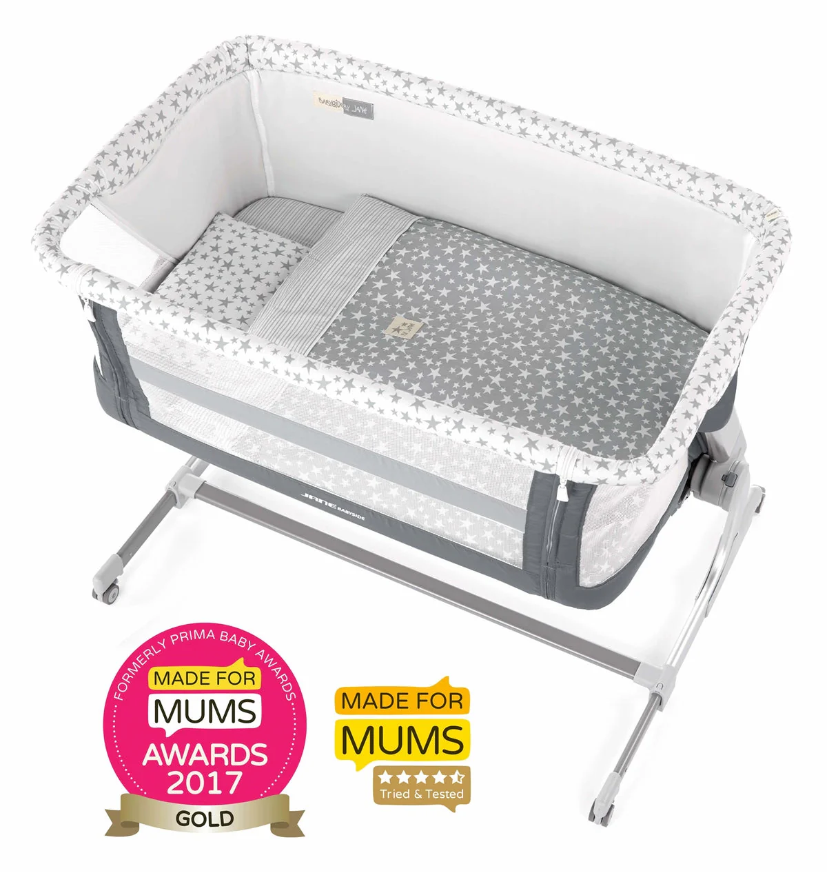 Jane Baby Side Crib + 4 Piece Bedding Set & Safety Mattress, Star 2026 - Image 15