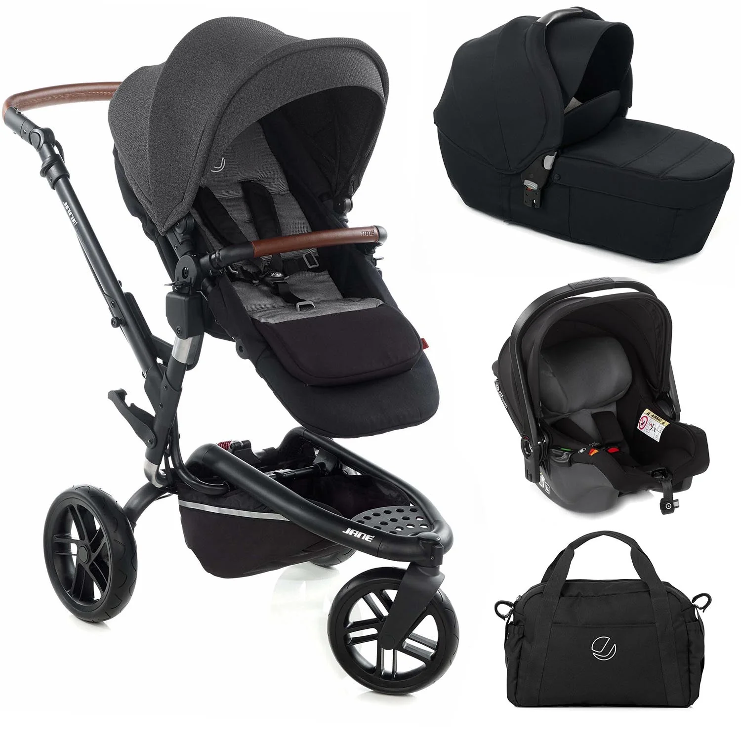 Jané Trider Travel System Bundle with Transporter Plus & Koos R1 i-Size Car Seat, Black - Image 28