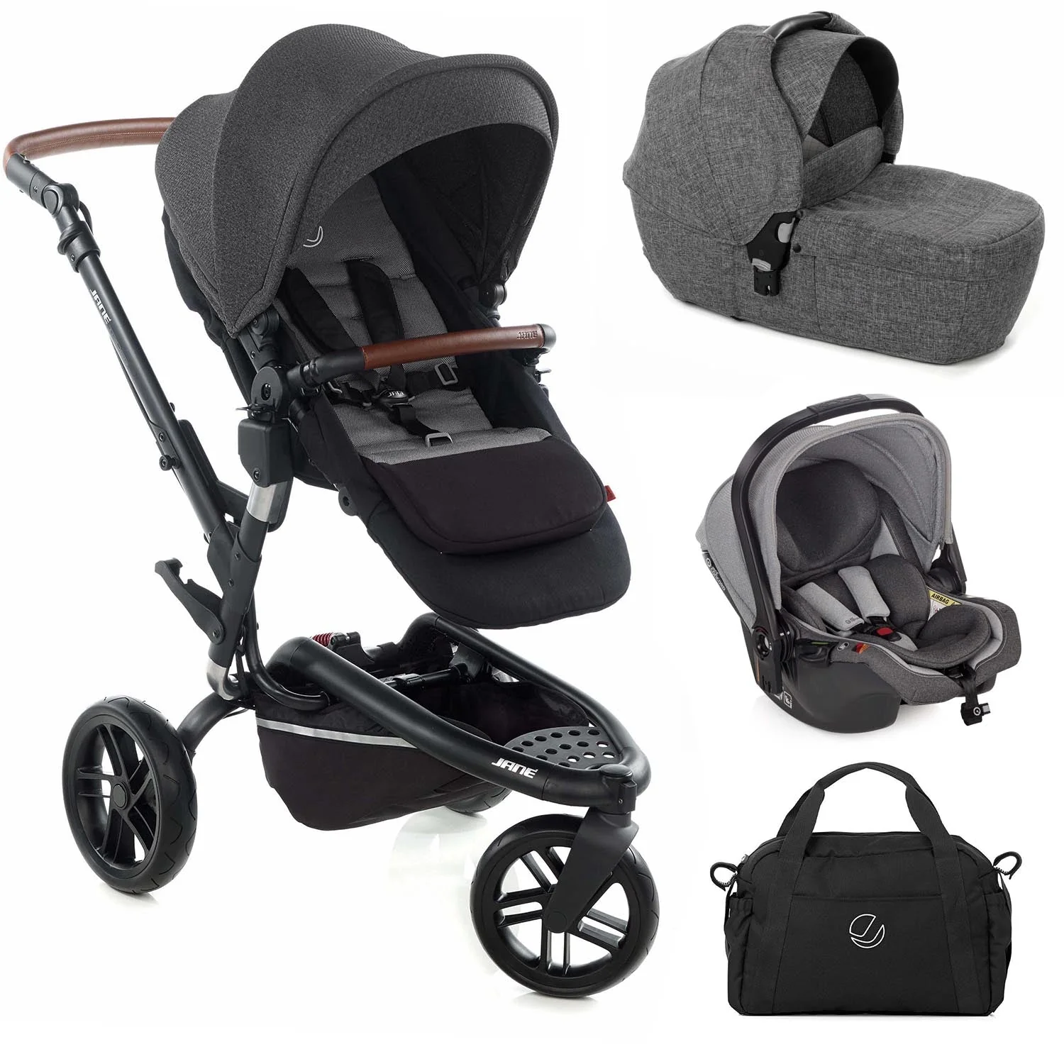 Jané Trider Travel System Bundle with Transporter Plus & Koos R1 i-Size Car Seat, Black - Image 29