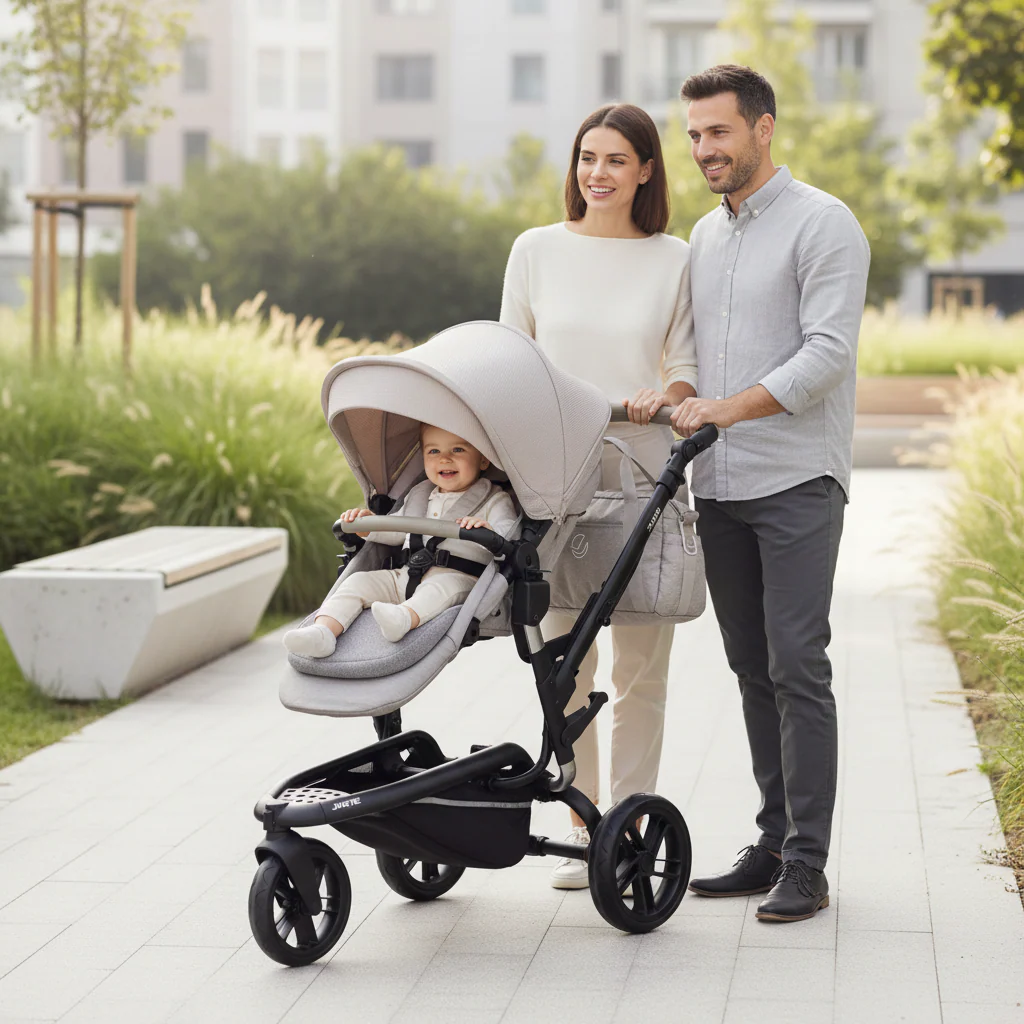 Jané Trider Travel System Bundle with Transporter Plus & Koos R1 i-Size Car Seat, Sand - Image 2