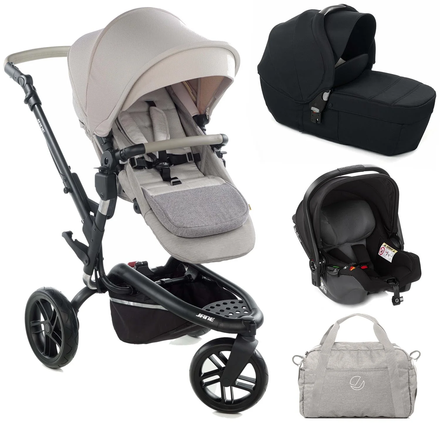 Jané Trider Travel System Bundle with Transporter Plus & Koos R1 i-Size Car Seat, Sand - Image 28