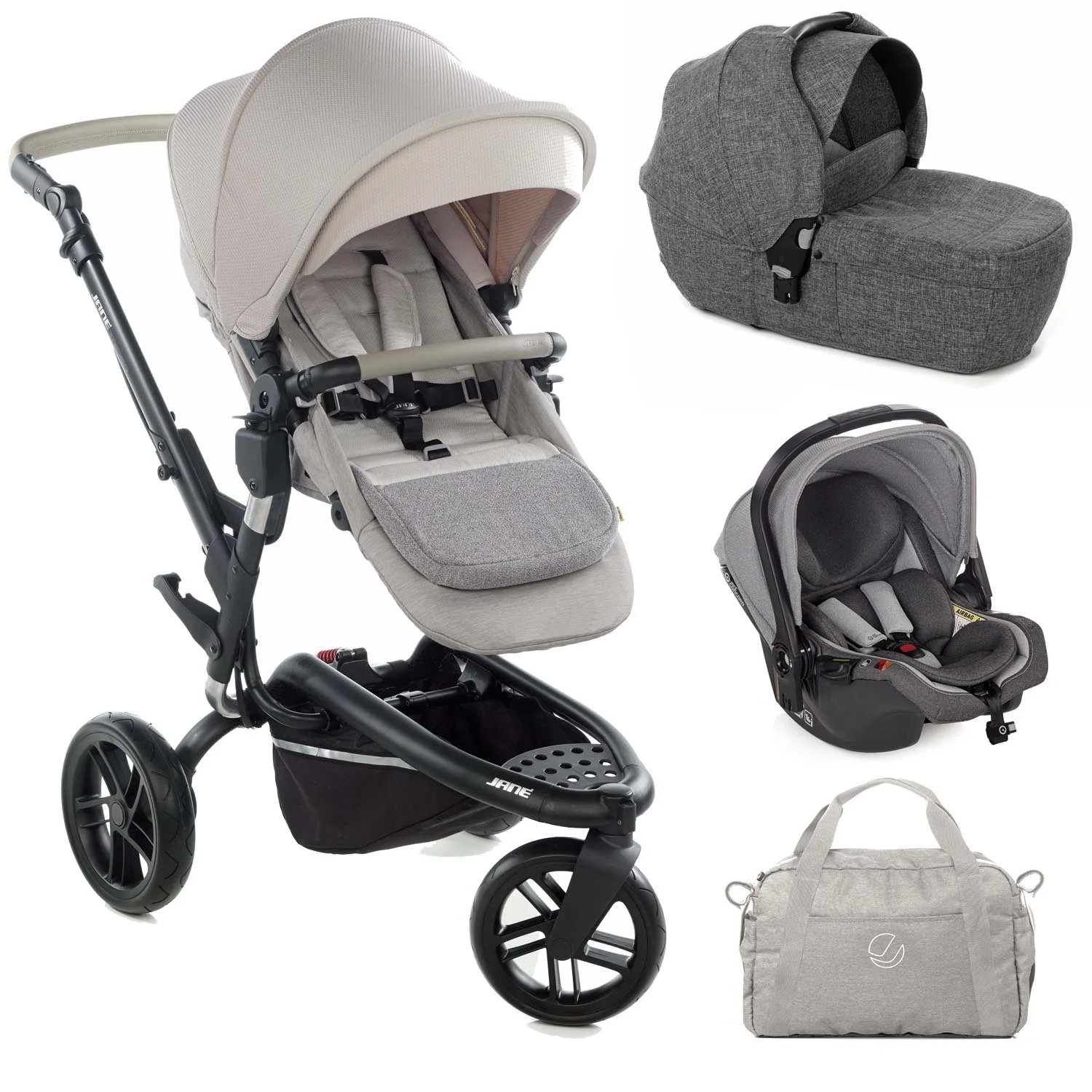 Jané Trider Travel System Bundle with Transporter Plus & Koos R1 i-Size Car Seat, Sand - Image 29