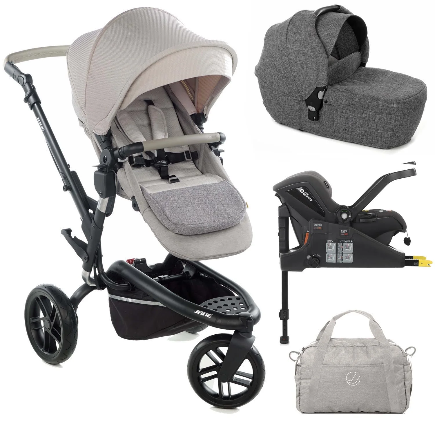 Jané Trider Travel System Bundle with Transporter Plus & Koos R1 i-Size Car Seat, Sand - Image 31