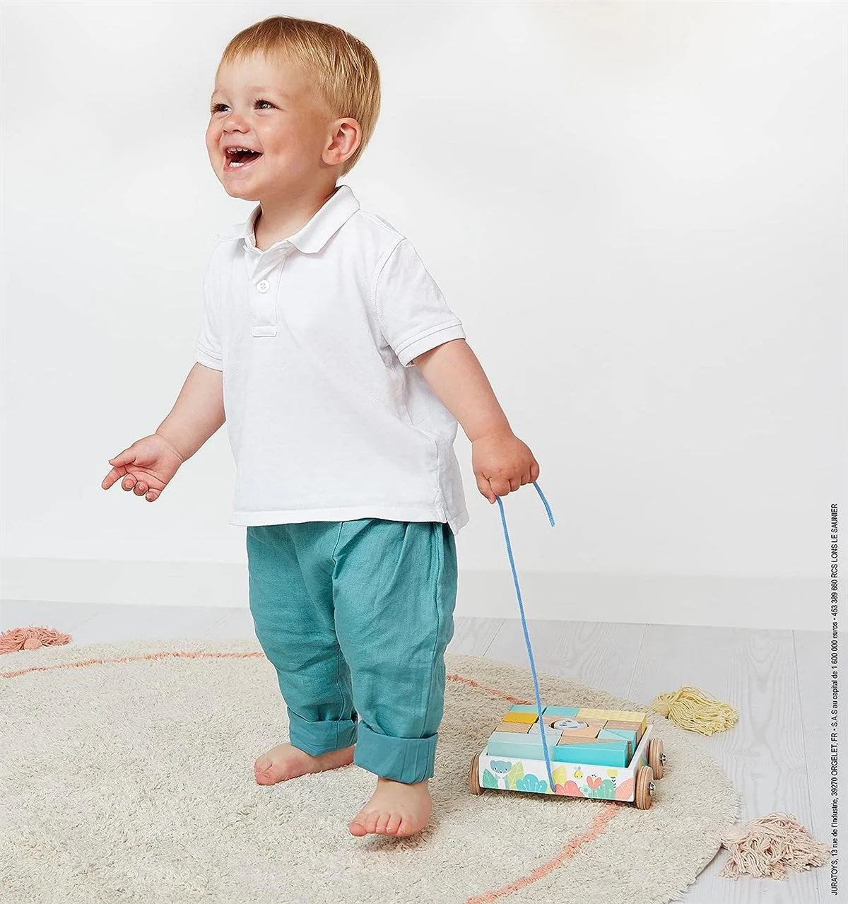 Janod Pure Wooden Pull-Along Blocks Cart - Image 4
