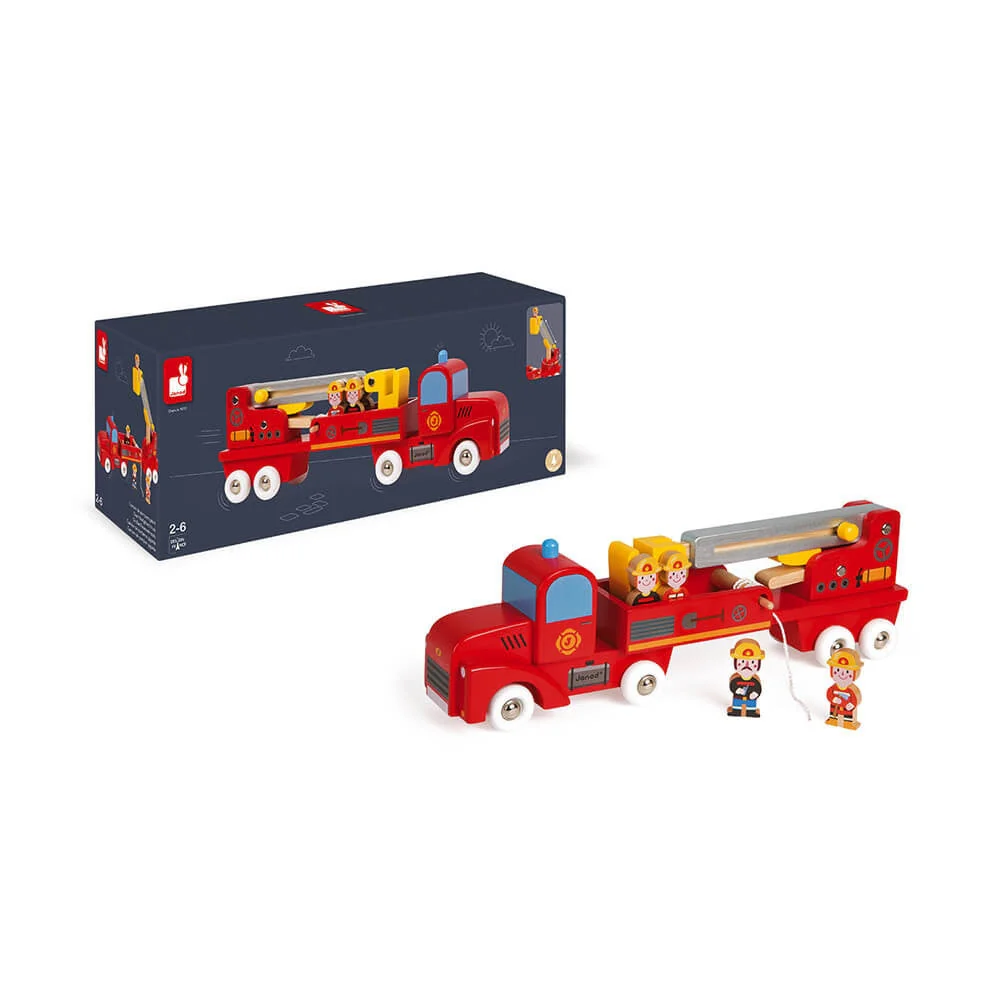 Janod Story Giant Wooden Firefighters Truck - Image 3