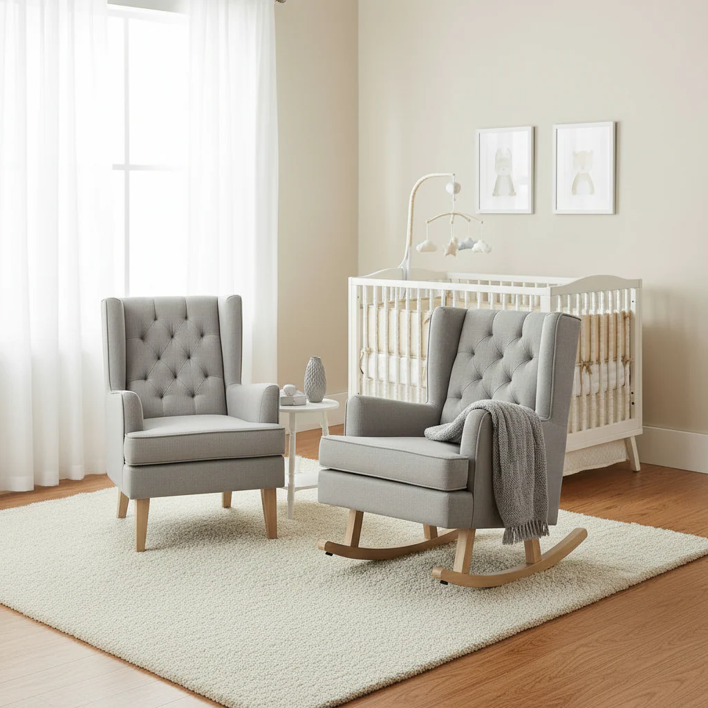 Johnston's Soothe Easy Deluxe Nursery Chair & Rocker – 2-in-1 Nursing & Feeding Chair, Grey - Image 12