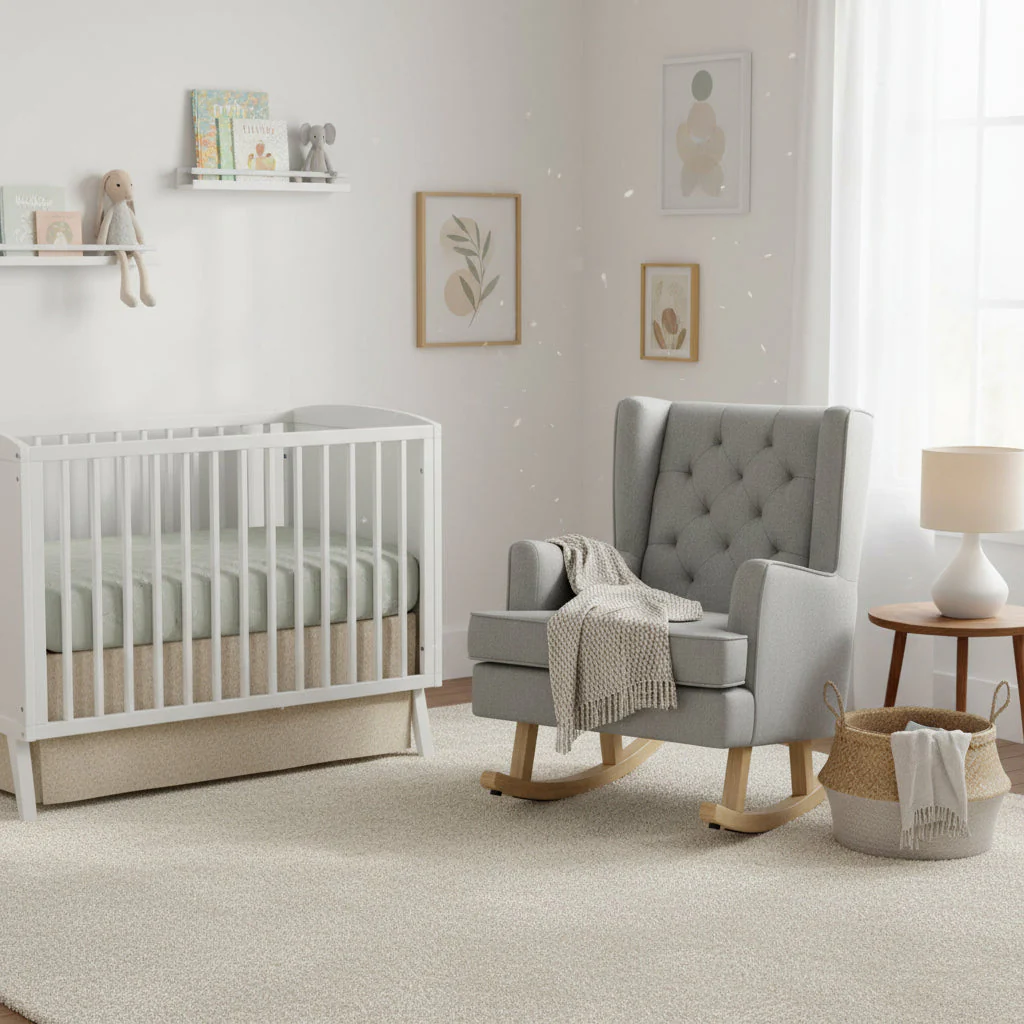 Johnston's Soothe Easy Deluxe Nursing Chair & Rocker with Foot Stool – Convertible Feeding Chair - Image 20