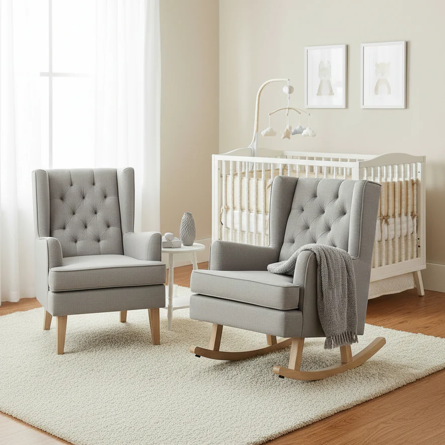 Johnston's Soothe Easy Deluxe Nursing Chair & Rocker with Foot Stool – Convertible Feeding Chair - Image 3