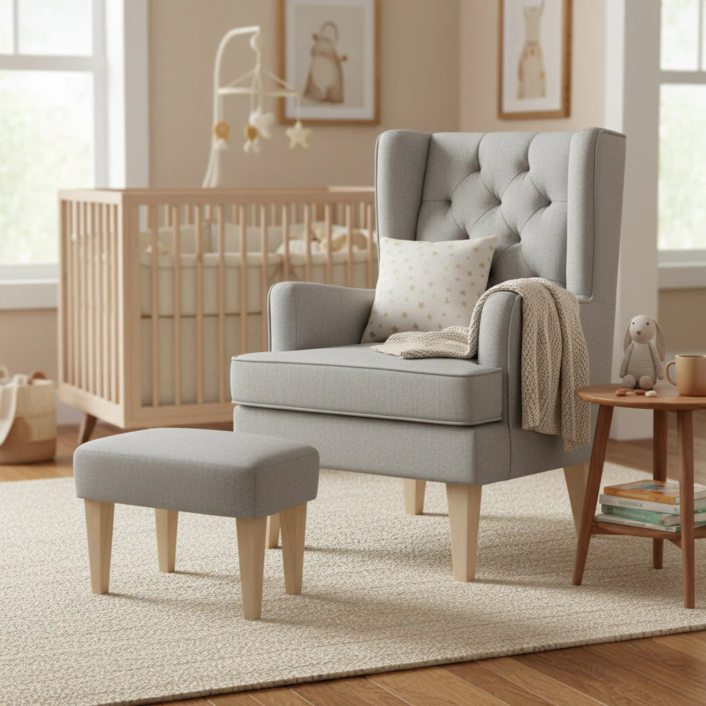 Johnston's Soothe Easy Nursing Chair & Rocker with Foot Stool – Convertible Feeding Chair - Image 3