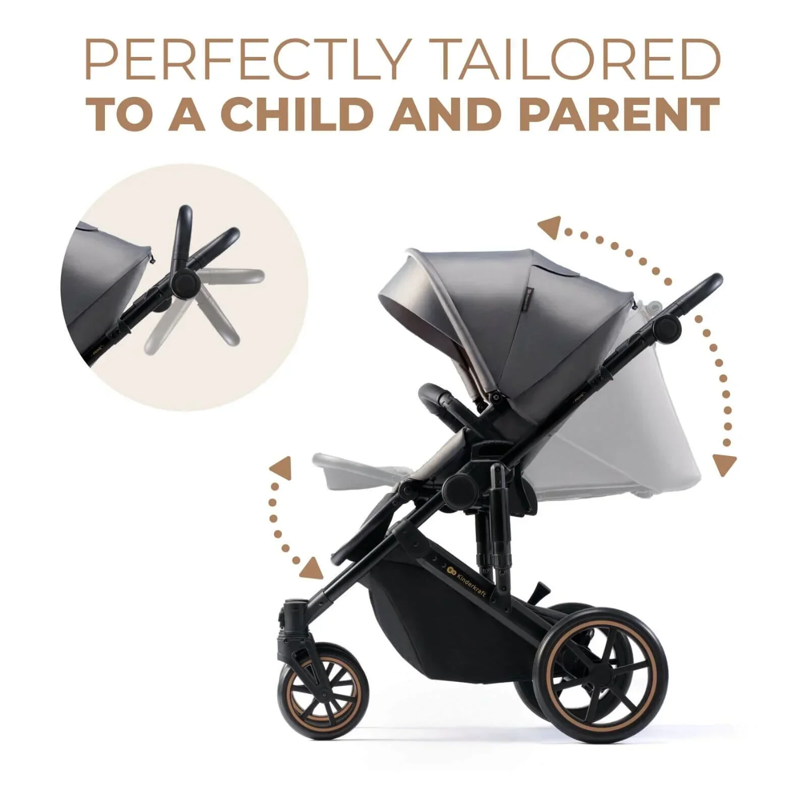 Kinderkraft 3-in-1 Mink Pro Prime 2 Travel System with Car Seat - Shadow Grey - Image 5