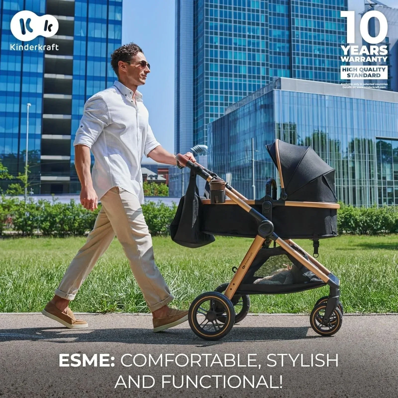 Kinderkraft Esme 3-in-1 Travel System with Mink Pro Car Seat - Pure Black - Image 20