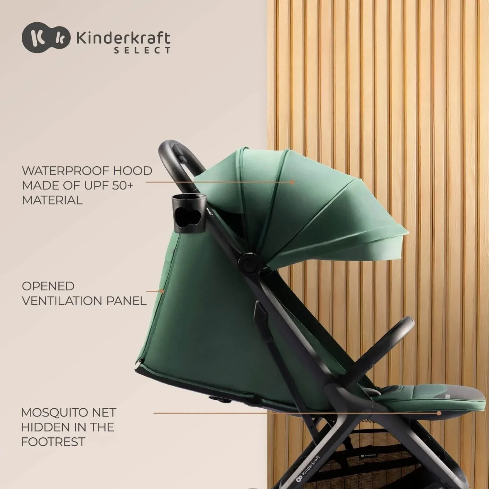 Kinderkraft Nubi 2 Auto-Folding Pushchair - Cloudy Grey - Image 10