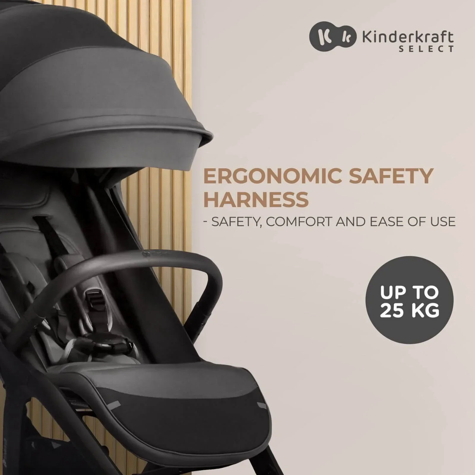 Kinderkraft Nubi 2 Auto-Folding Pushchair - Cloudy Grey - Image 8