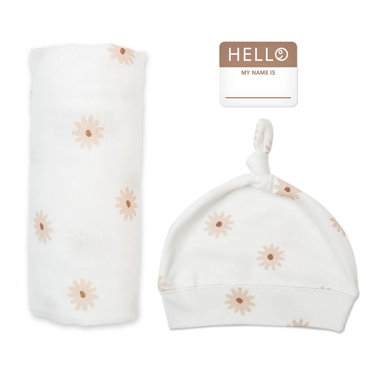 Lulujo - Bamboo Hat and Swaddle Blanket Gift Set - Daisies - Image 2