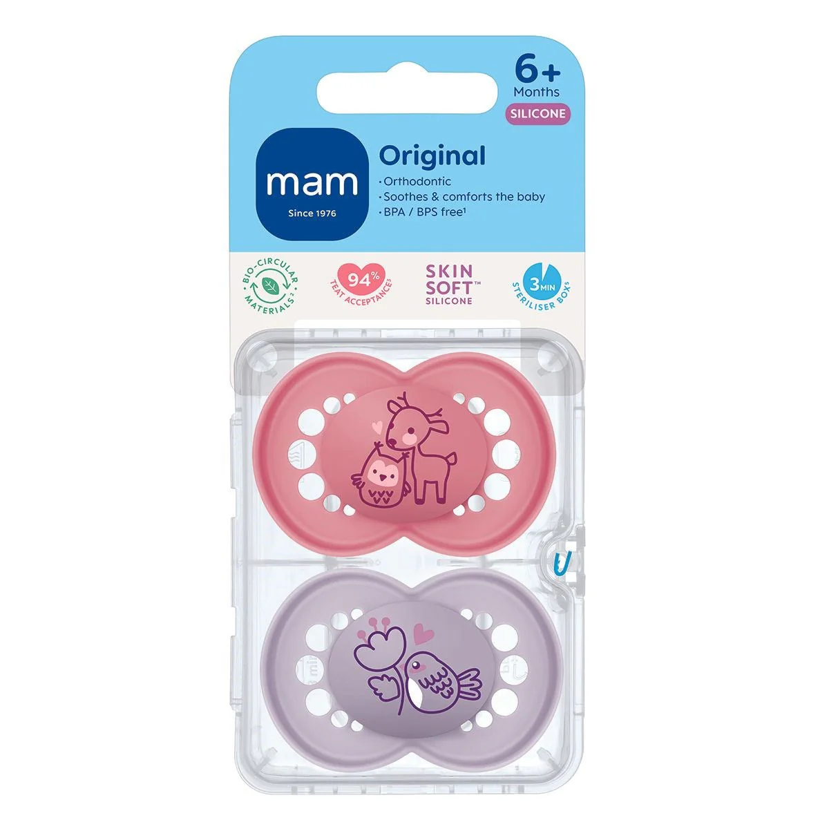 MAM Pure Original 6+M Soother 2pk - Girl - Image 2