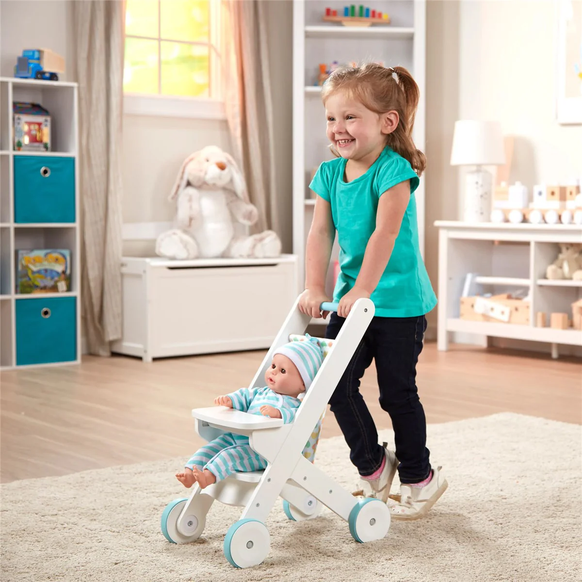 Melissa & Doug Mine To Love - Wooden Play Dolls Stroller - Image 5