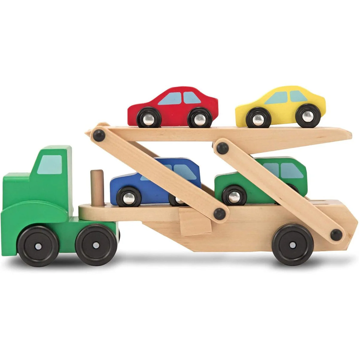 Melissa & Doug Wooden Car Transporter Toy Truck & Cars - Image 5