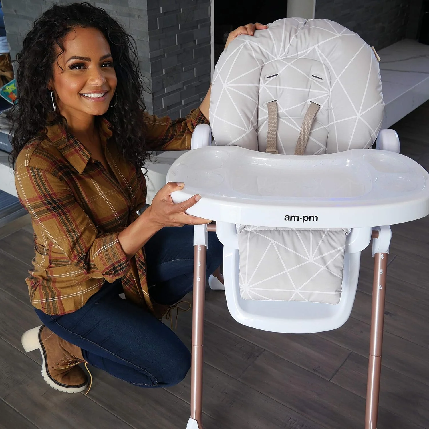 My Babiie Christina Milian AMPM Geometric Mocha Premium Highchair - Image 3