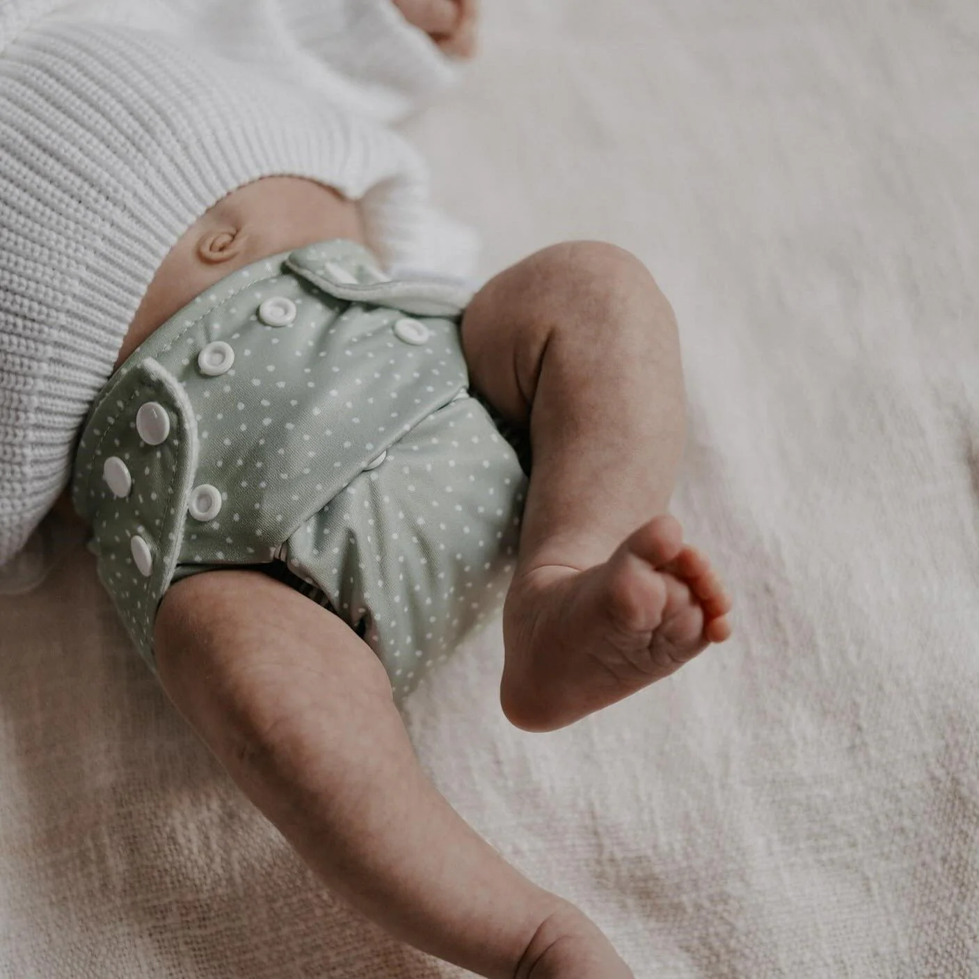 Newborn Reusable Cloth Nappy - Gingham Taupe - Image 3