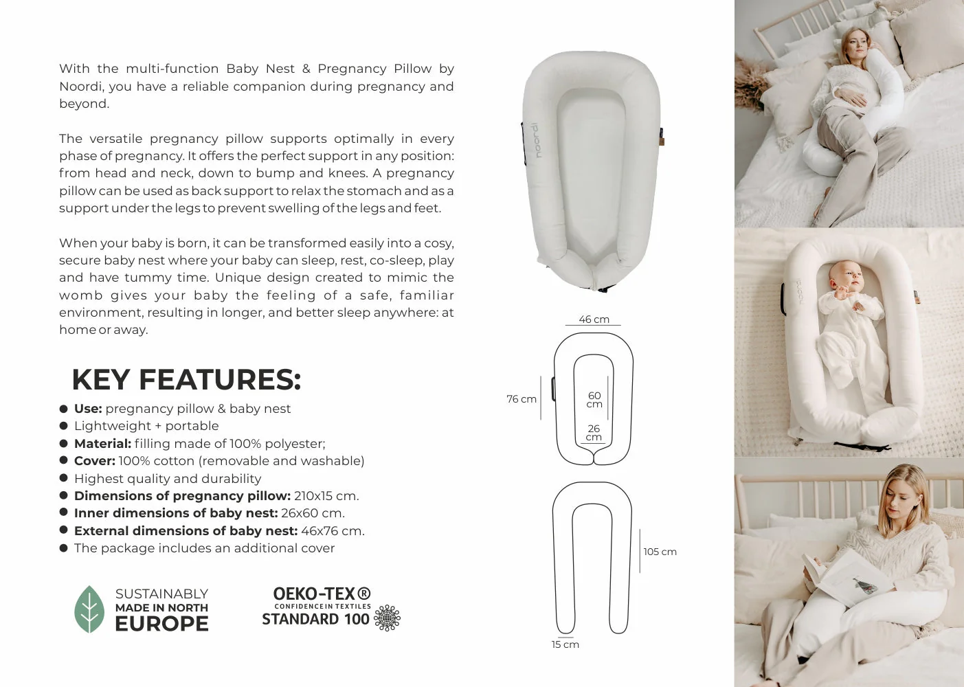 Noordi 2in1 Baby Nest + Maternity Pillow - Image 43