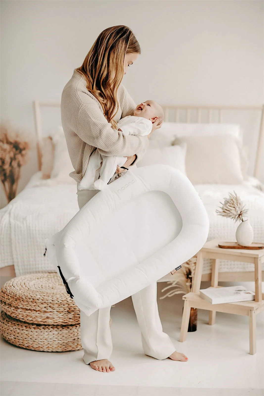Noordi 2in1 Deluxe Baby Nest & Maternity Pillow with Silver-Ion Cotton, White - Image 10