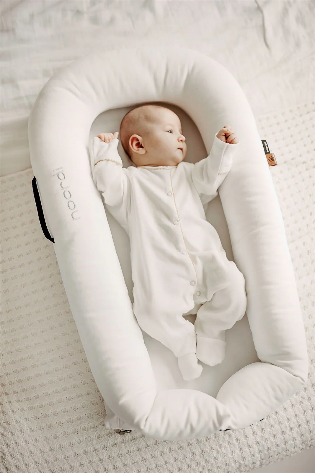 Noordi 2in1 Deluxe Baby Nest & Maternity Pillow with Silver-Ion Cotton, White - Image 2