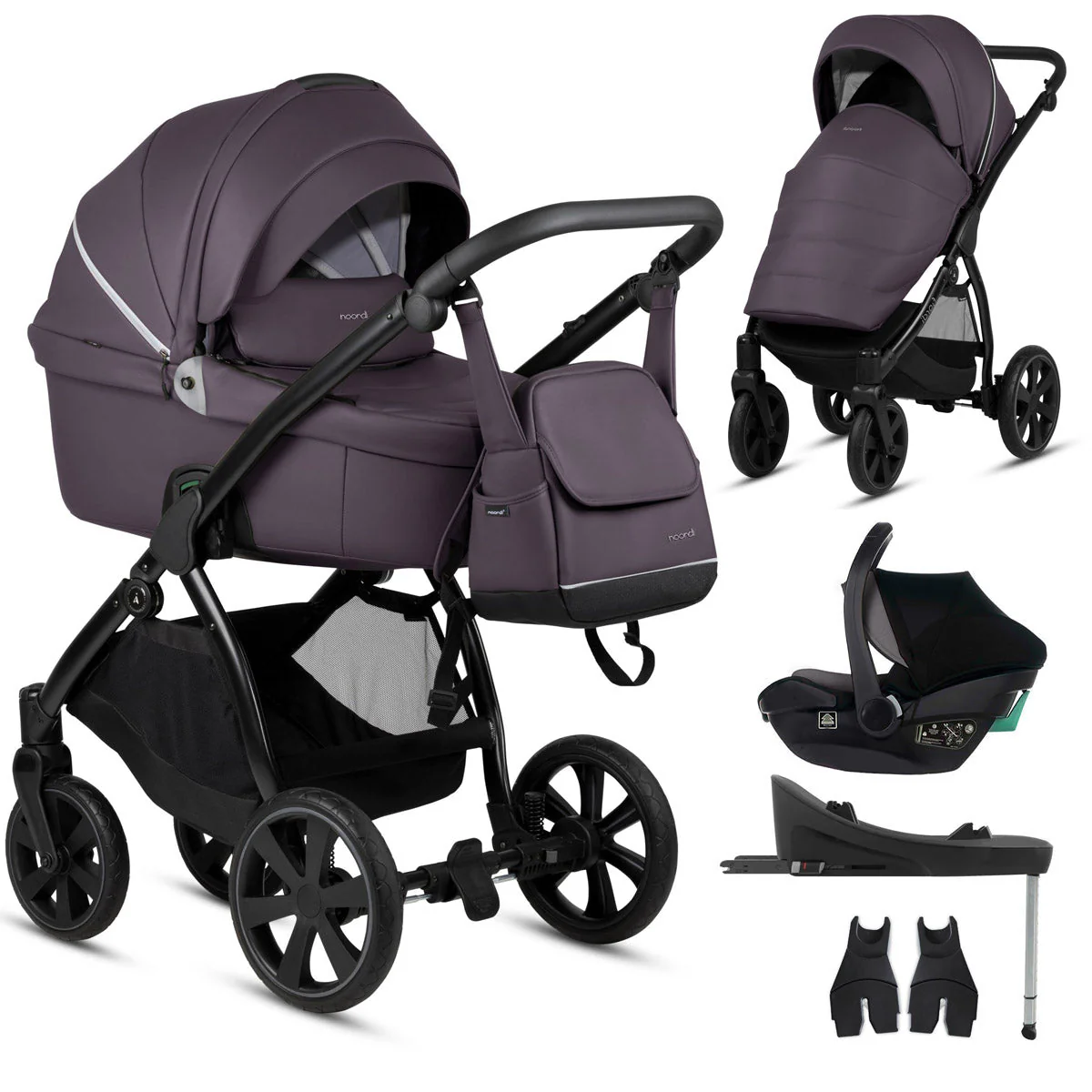 Noordi Fjordi V1 Leather 3-in-1 Travel System – Eco-Leather Pram with ThermoCot™ & i-Size Car Seat - Image 2