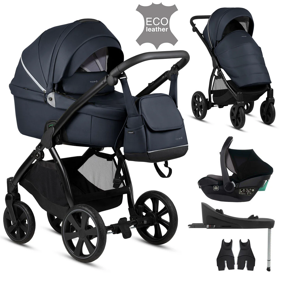 Noordi Fjordi V1 Leather 3-in-1 Travel System – Eco-Leather Pram with ThermoCot™ & i-Size Car Seat - Image 23