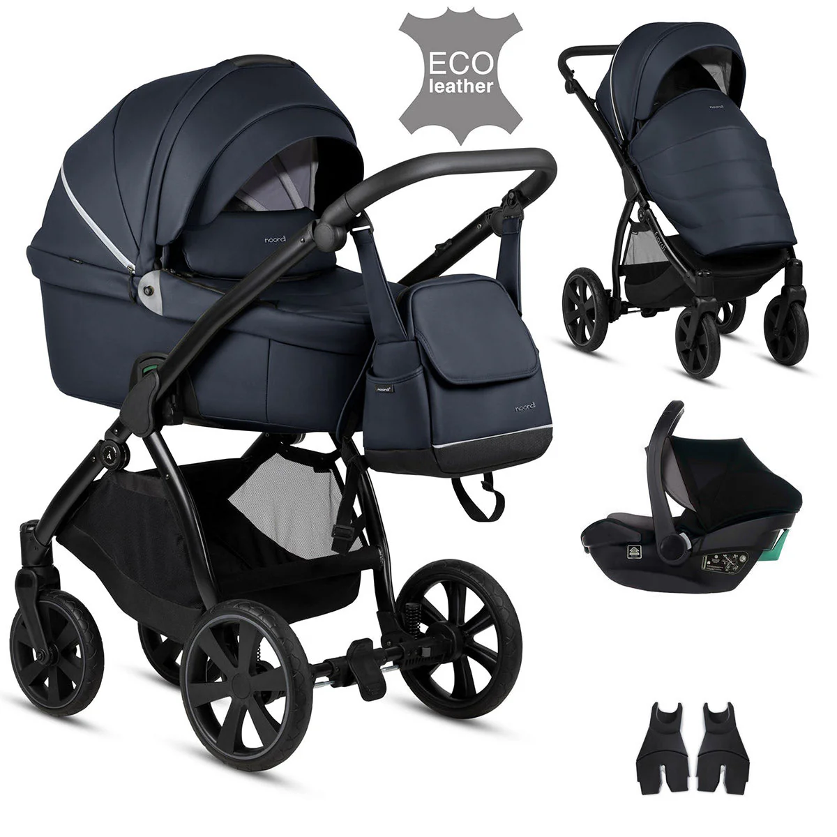 Noordi Fjordi V1 Leather 3-in-1 Travel System – Eco-Leather Pram with ThermoCot™ & i-Size Car Seat - Image 24