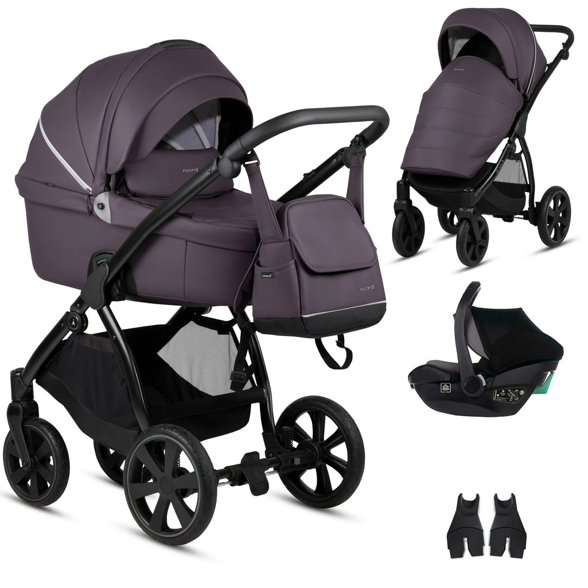 Noordi Fjordi V1 Leather 3-in-1 Travel System – Eco-Leather Pram with ThermoCot™ & i-Size Car Seat - Image 6