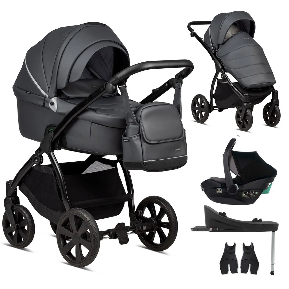 Noordi Fjordi V1 Leather 3-in-1 Travel System – Eco-Leather Pram with ThermoCot™ & i-Size Car Seat - Image 7