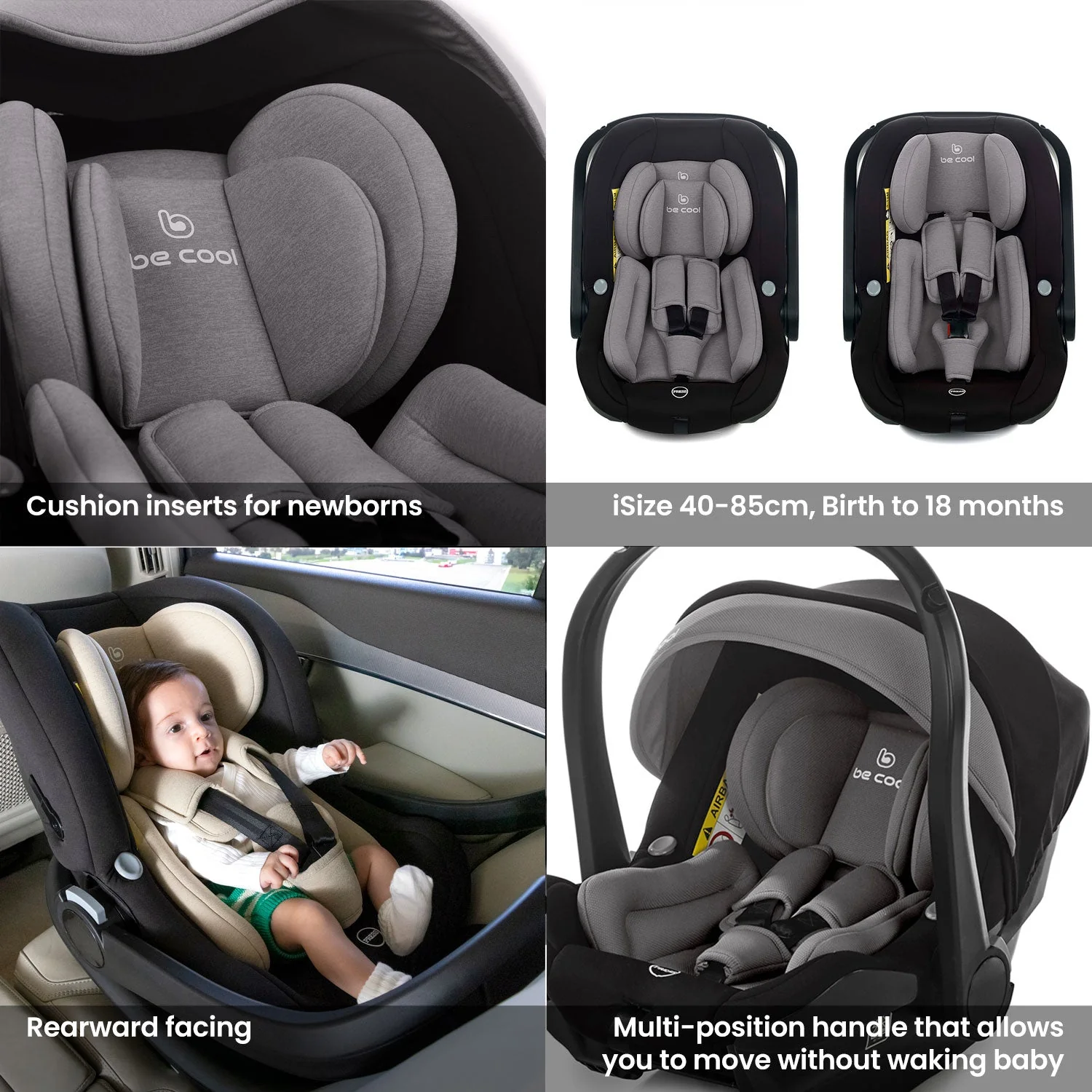 Noordi Fjordi V2 Leather 3in1 with Travel Carrier Car Seat - Shadow Grey (OPEN BOX) - Image 18