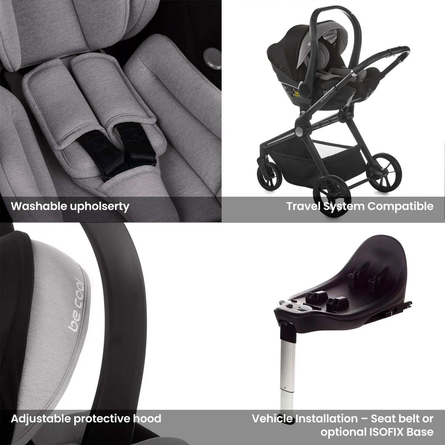 Noordi Sole V3 - 3in1 Travel System with ThermoCot Carrycot + Travel Carrier i-Size Car Seat, Artic Mink - Image 16