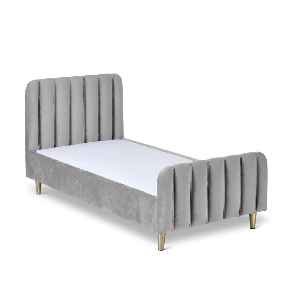 OBaby Gatsby Velvet Single Bed, Grey - Image 2