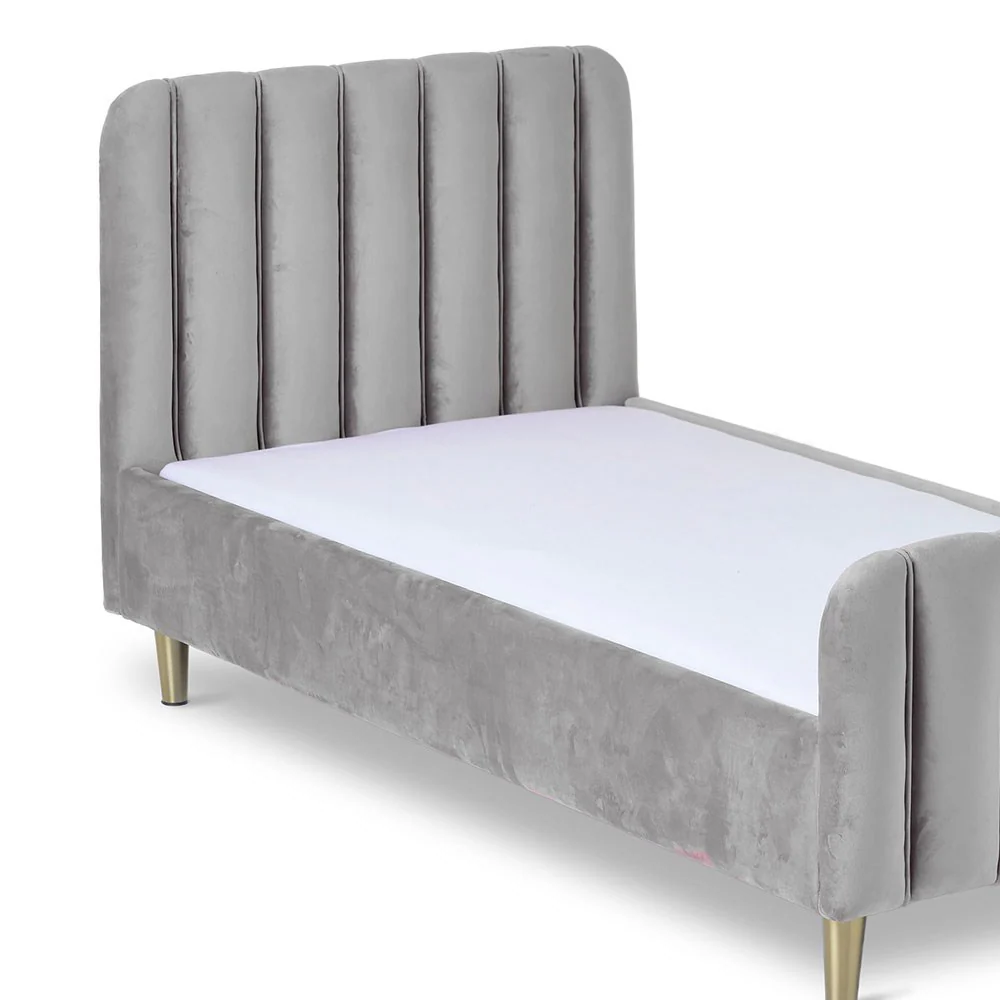 OBaby Gatsby Velvet Single Bed, Grey - Image 3