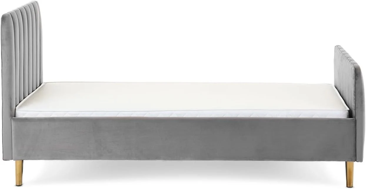 OBaby Gatsby Velvet Single Bed, Grey - Image 4