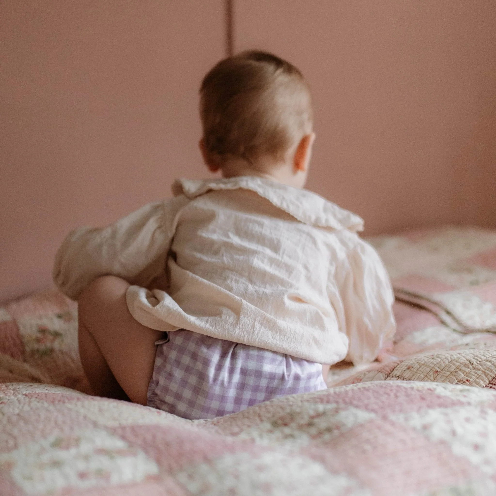 One Size All-In-One Reusable Cloth Nappy - Lilac Gingham - Image 5