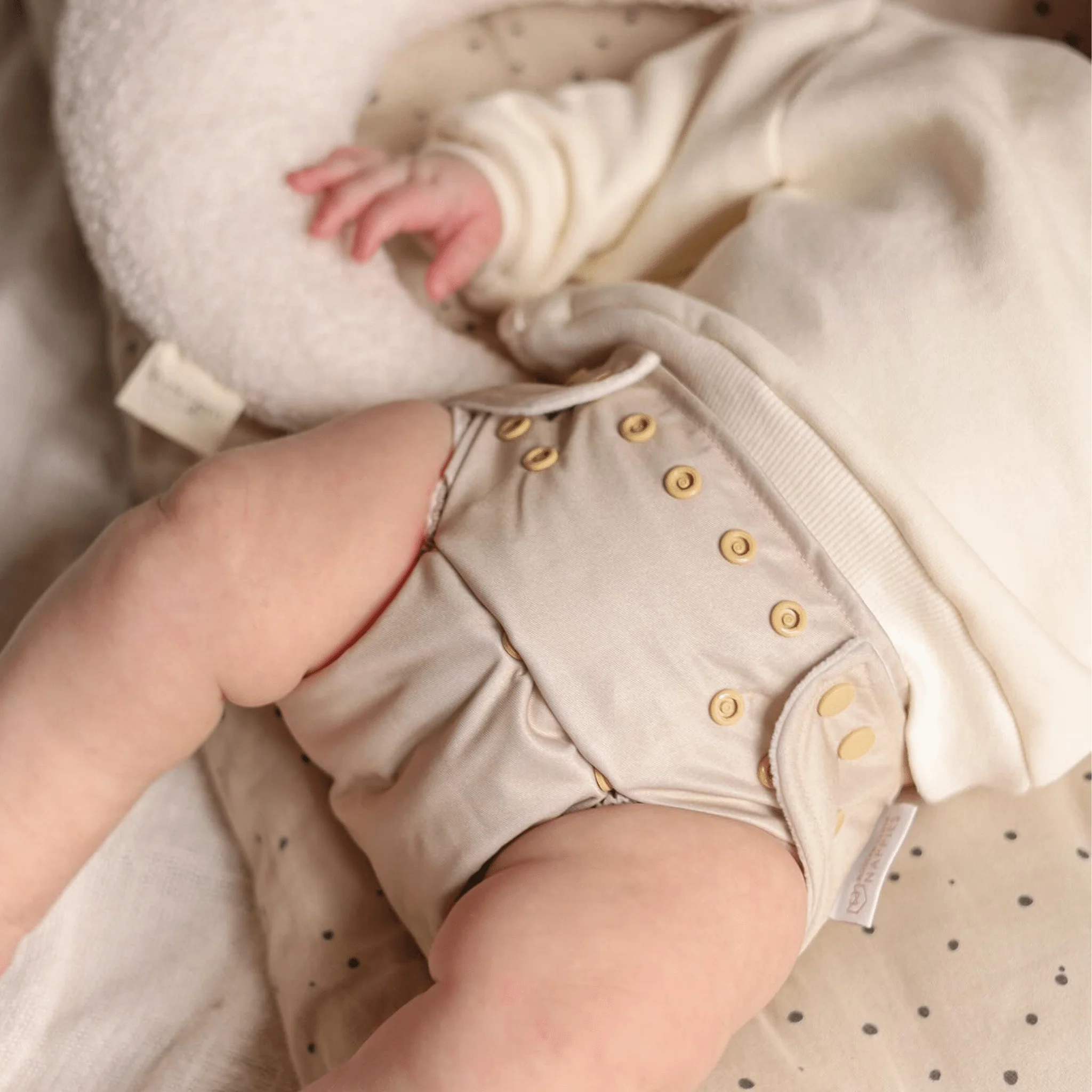 One Size All-In-One Reusable Cloth Nappy - Soft Sand - Image 2